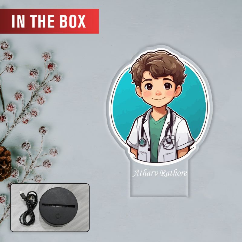 Personalized Doctor LED Night Lamp with Warm White Light Thankyou Gift for Doctor Appreciation Gift for Doctor Clinic & Hospital Decor Light (Gift for Medical Student)